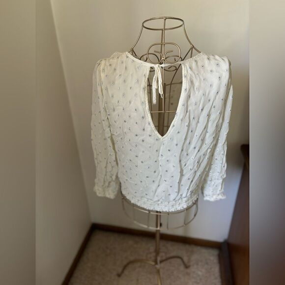 Abercrombie long sleeve metallic print  wrap top with ruffle detail S - Picture 9 of 14